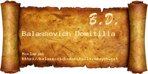 Balassovich Domitilla névjegykártya